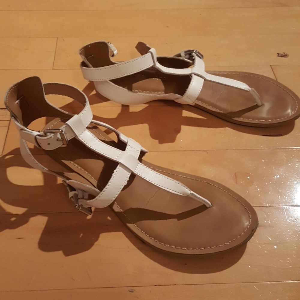 FRANCO SARTO white leather sandals 8